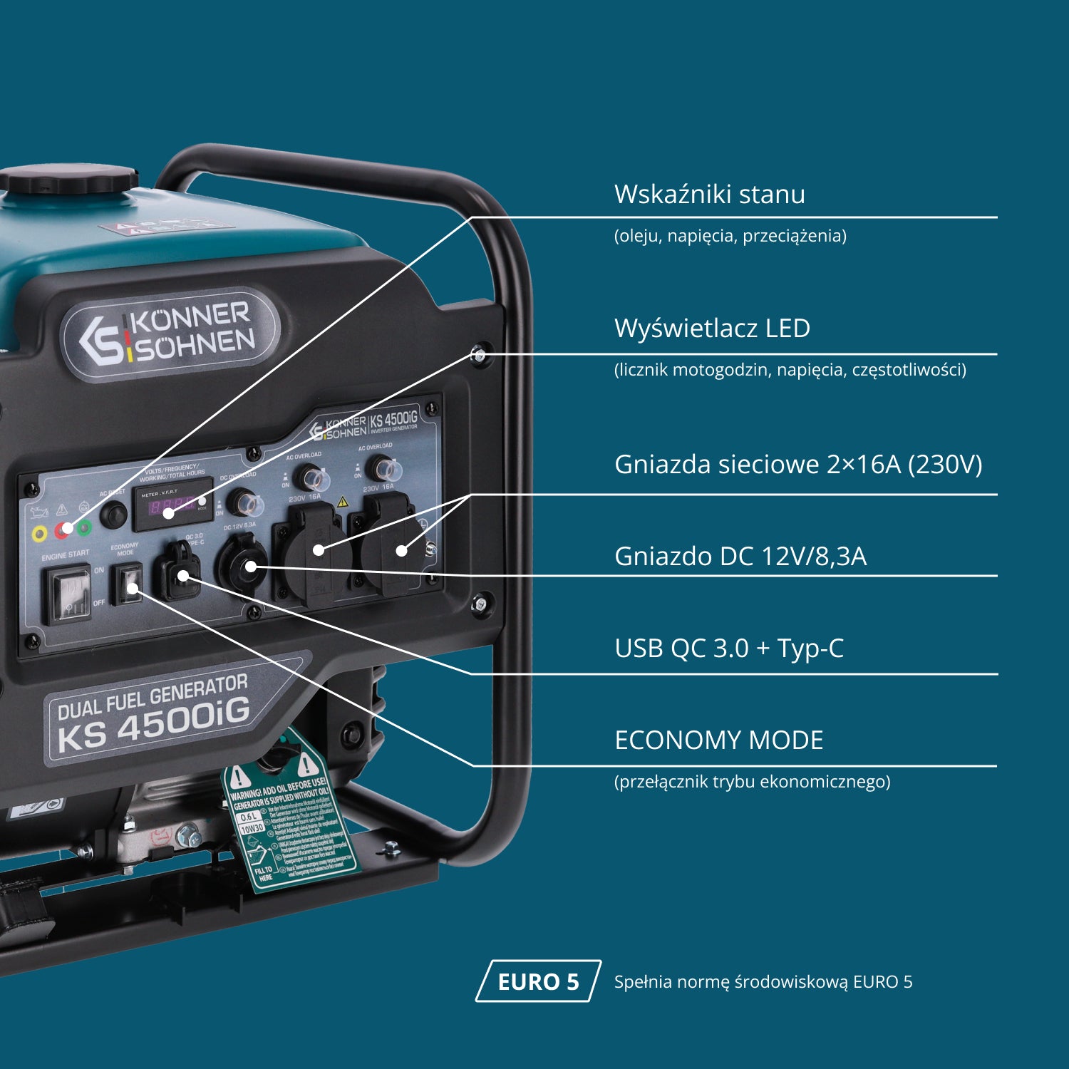 Dwupaliwowy generator inwertorowy KS 4500iG