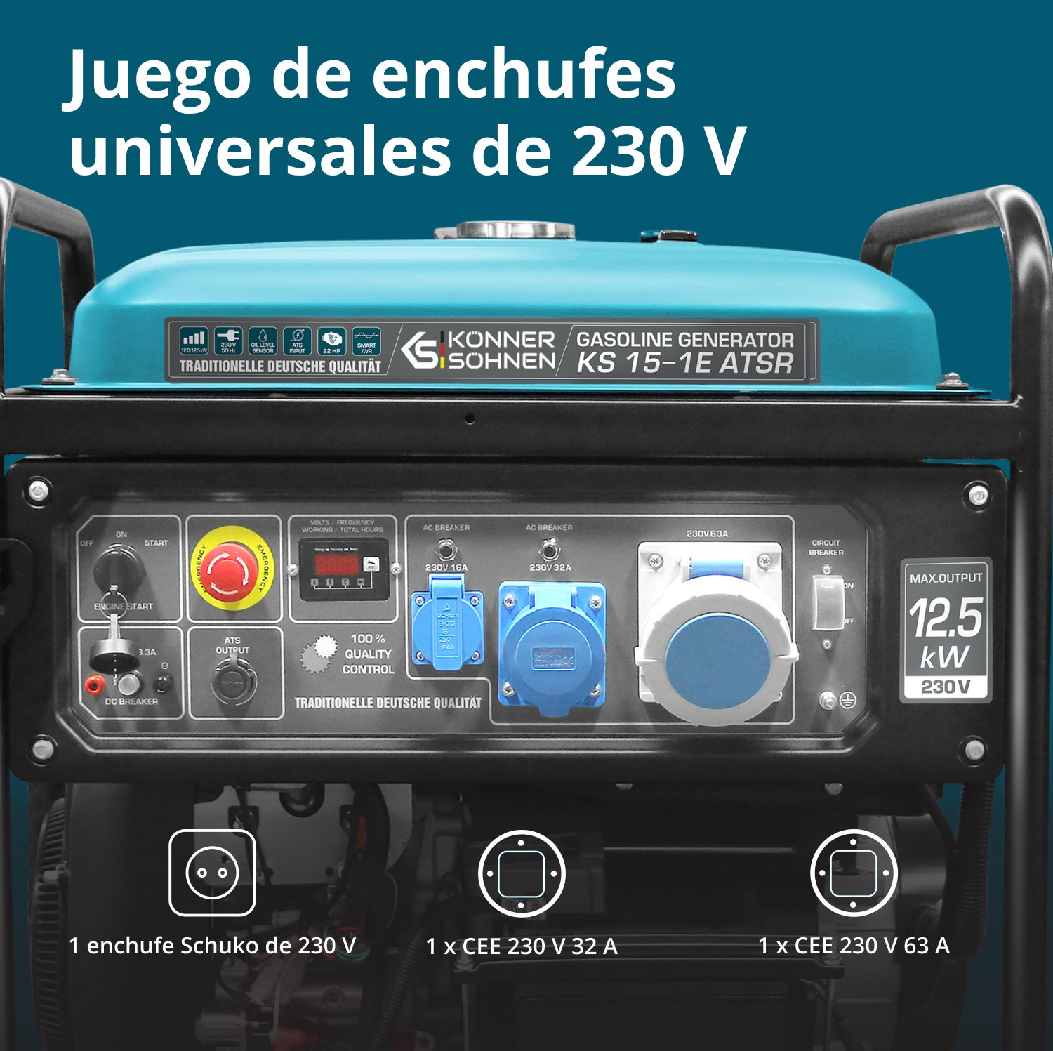 Generador de gasolina "Könner & Söhnen" KS 15-1E ATSR