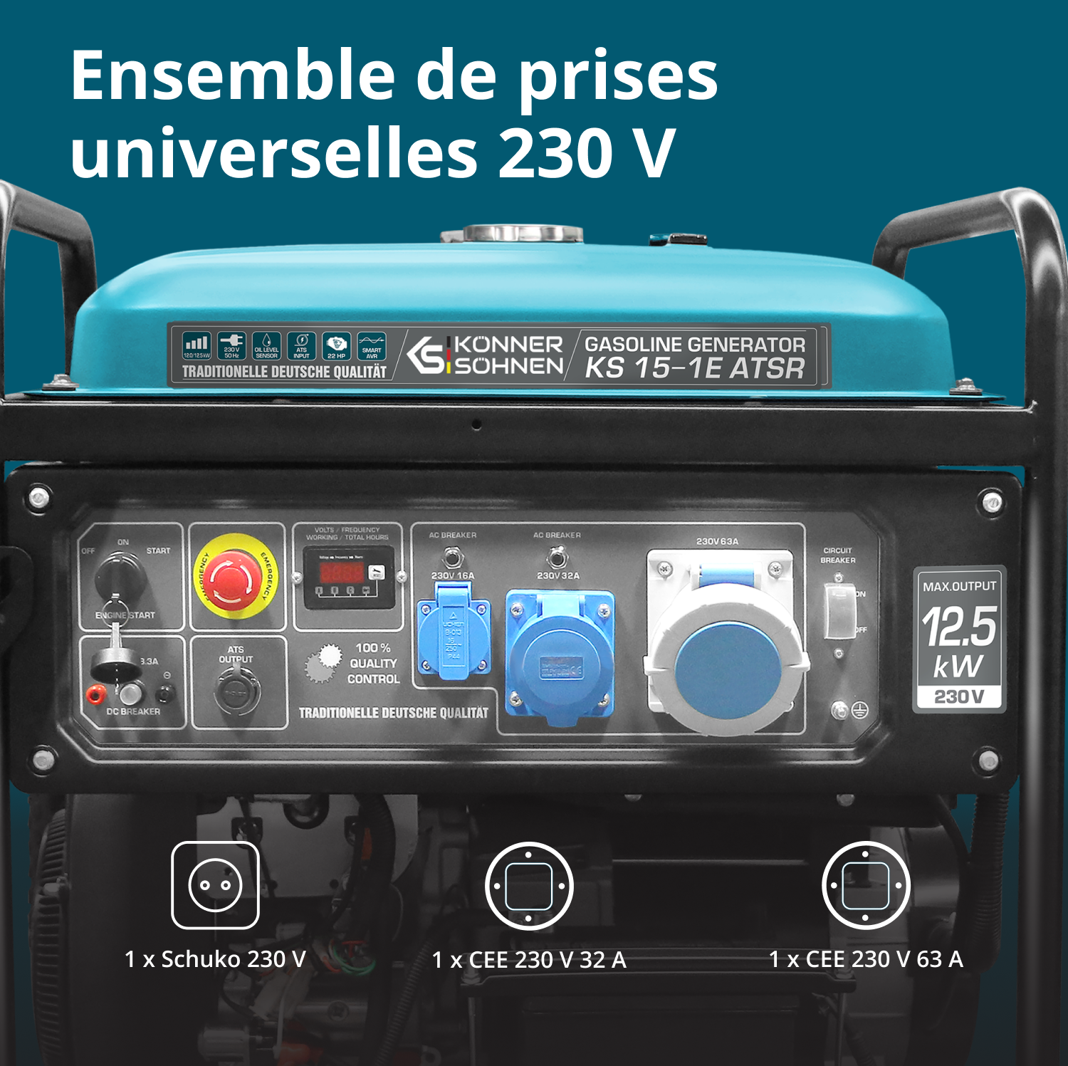 Benzingenerátor „Könner & Söhnen” KS 15-1E ATSR