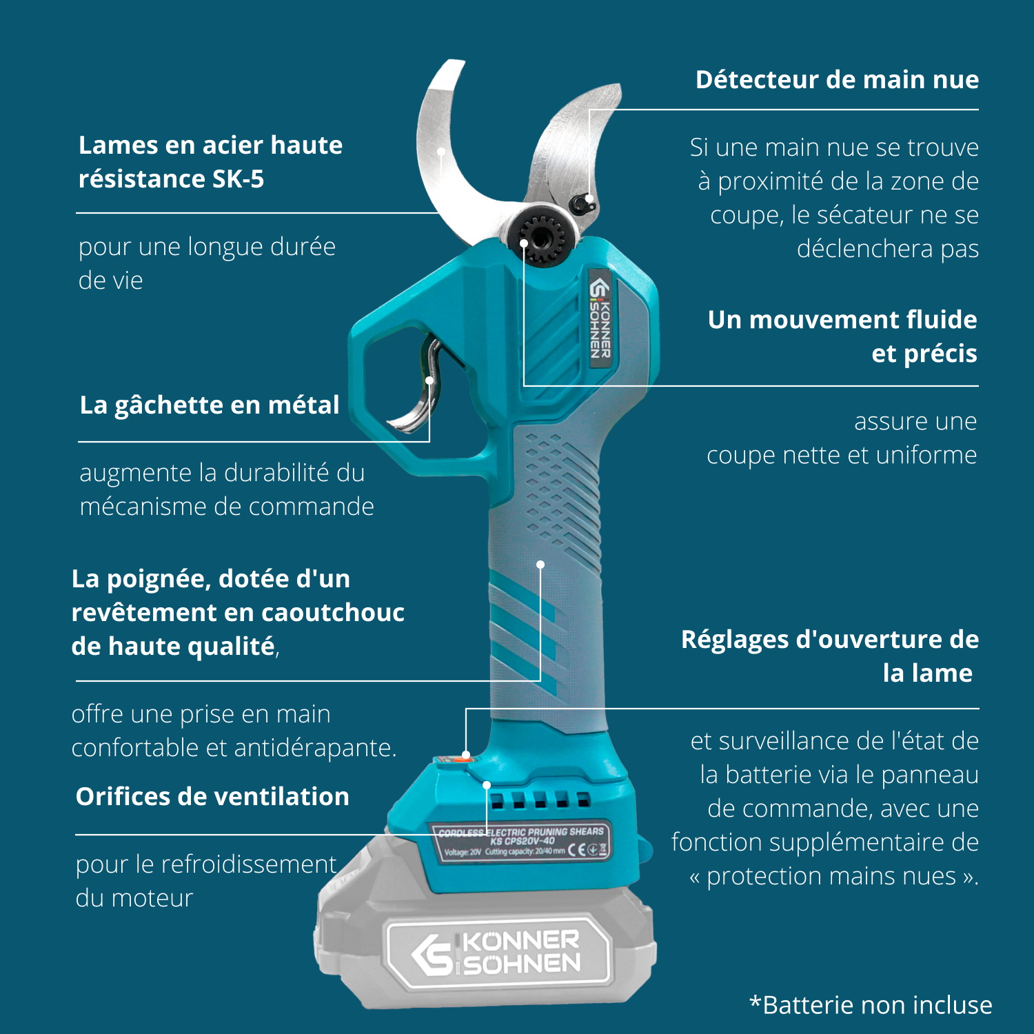 Bežične električne makaze za orezivanje KS CPS20V-40