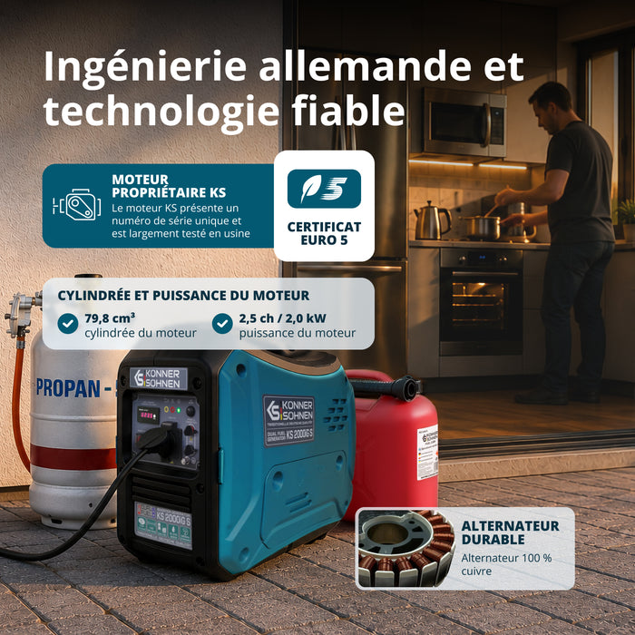 Invertorový generátor na LPG/benzín KS 2000iG S