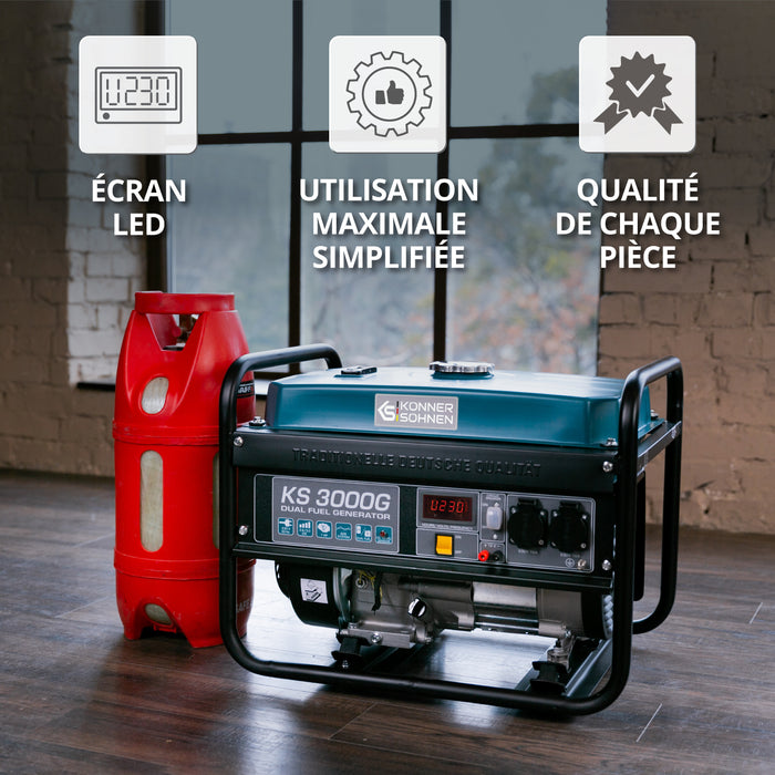 LPG/Benzinski generator „Könner & Söhnen“ KS 3000G