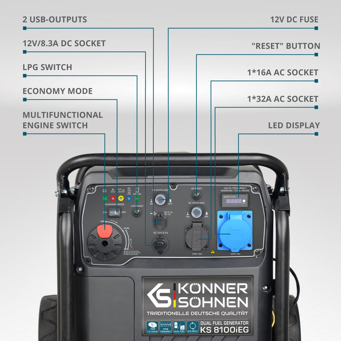 LPG/benzin inverter generator KS 8100iEG