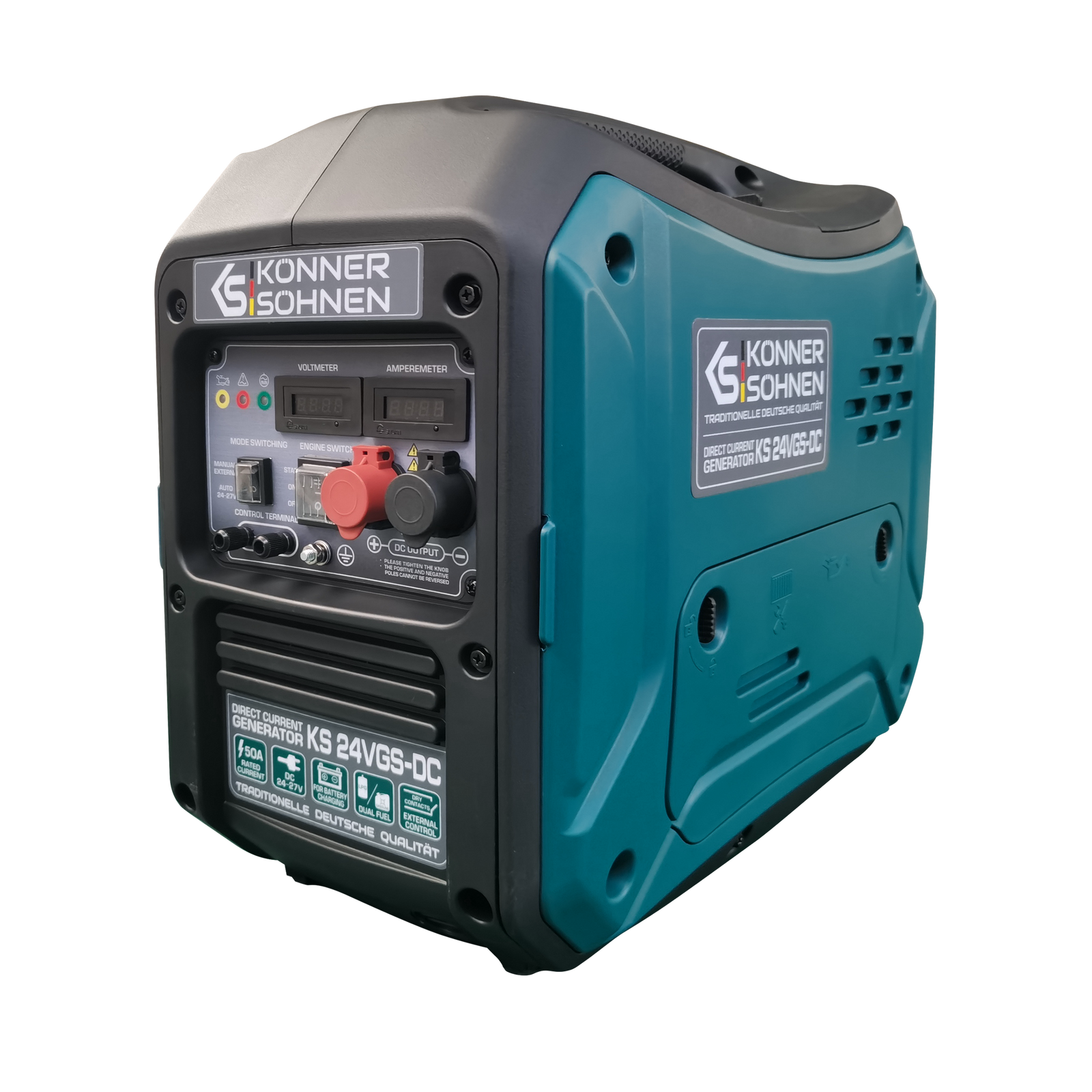 Generador de corriente continua con sistema dual de combustible KS 24VGS-DC