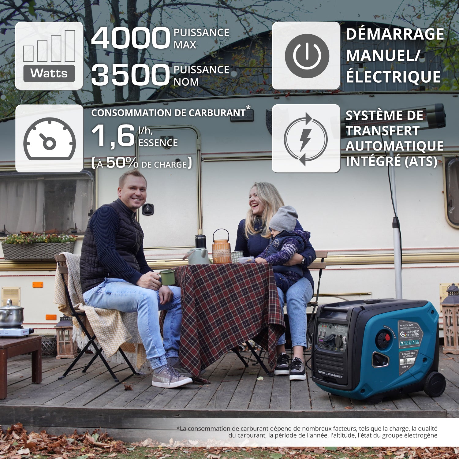 Groupe électrogène-onduleur dans la boîte anti-bruit KS 4000iE S ATS