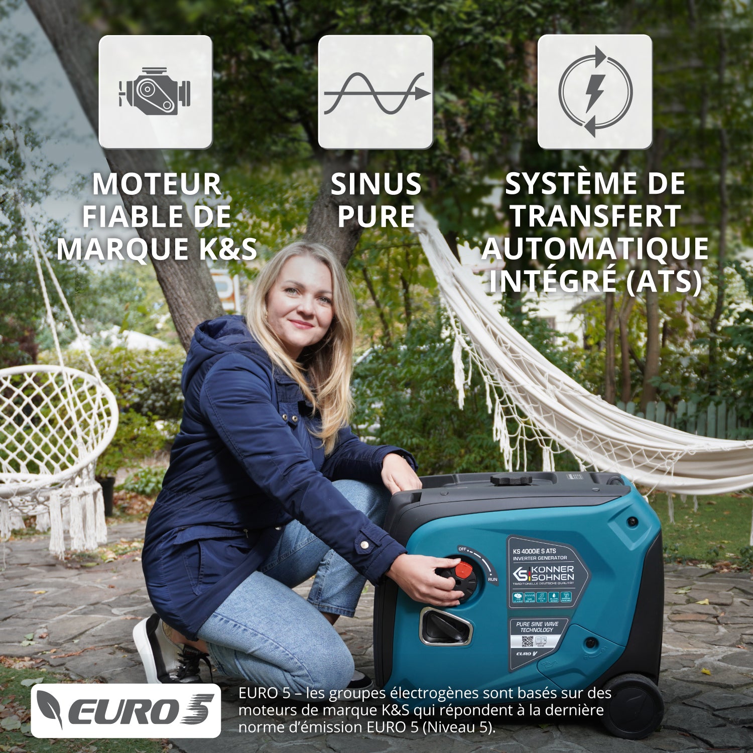Groupe électrogène-onduleur dans la boîte anti-bruit KS 4000iE S ATS