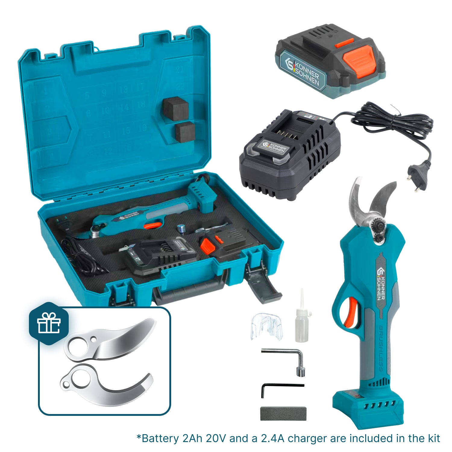 Cordless Electric Pruning Shears KS CPS20V-32 Case