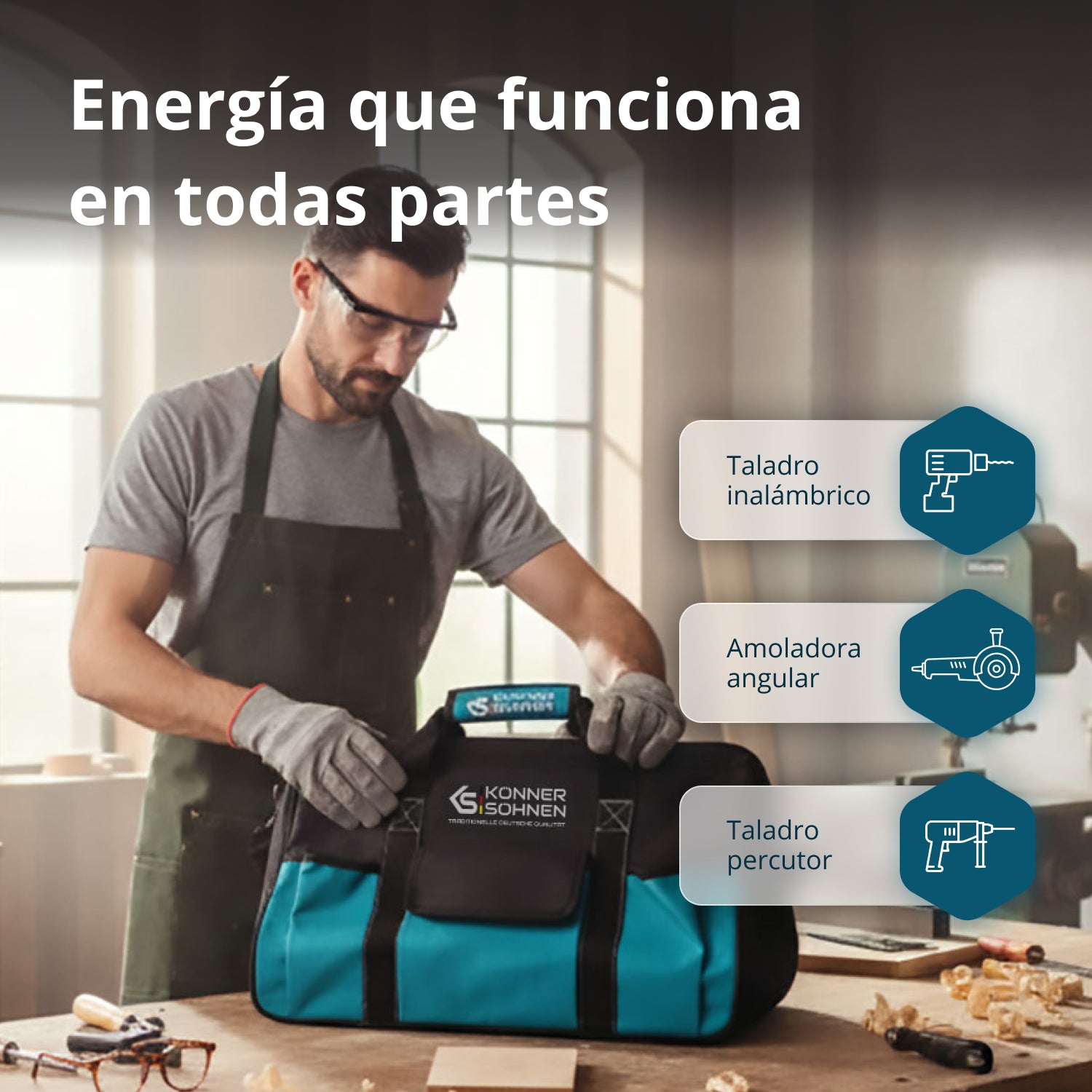 Conjunto  Maestro Inalámbrico 3 en 1 KS RHAGD 20V SET 3