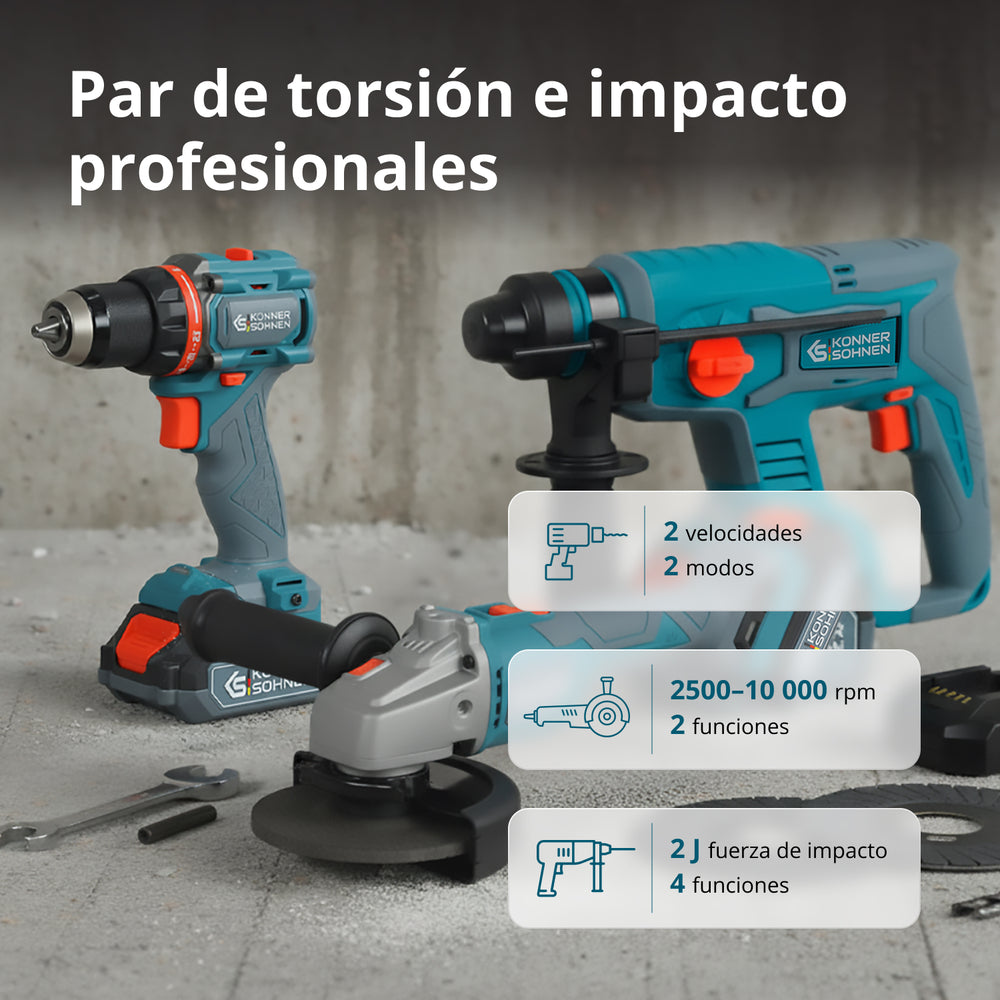 Conjunto  Maestro Inalámbrico 3 en 1 KS RHAGD 20V SET 3