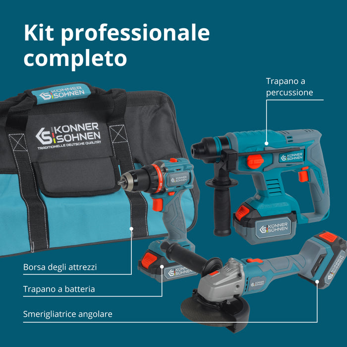 Set Master Senza Fili Kit 3-in-1 KS RHAGD 20V SET 3 (Ricondizionato Eccellente)