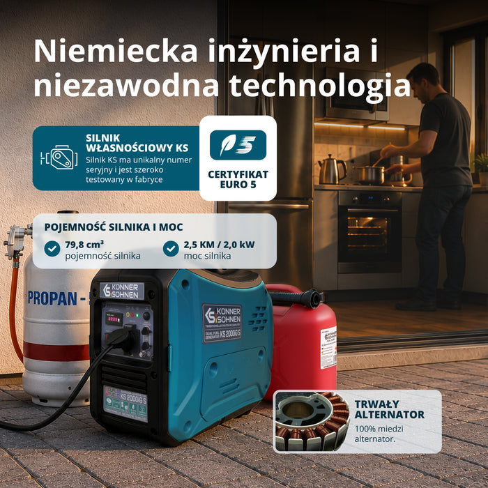Inwerterowy generator LPG/benzyna KS 2000iG S
