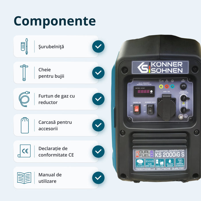 Generator cu inverter pe GPL/benzină KS 2000iG S