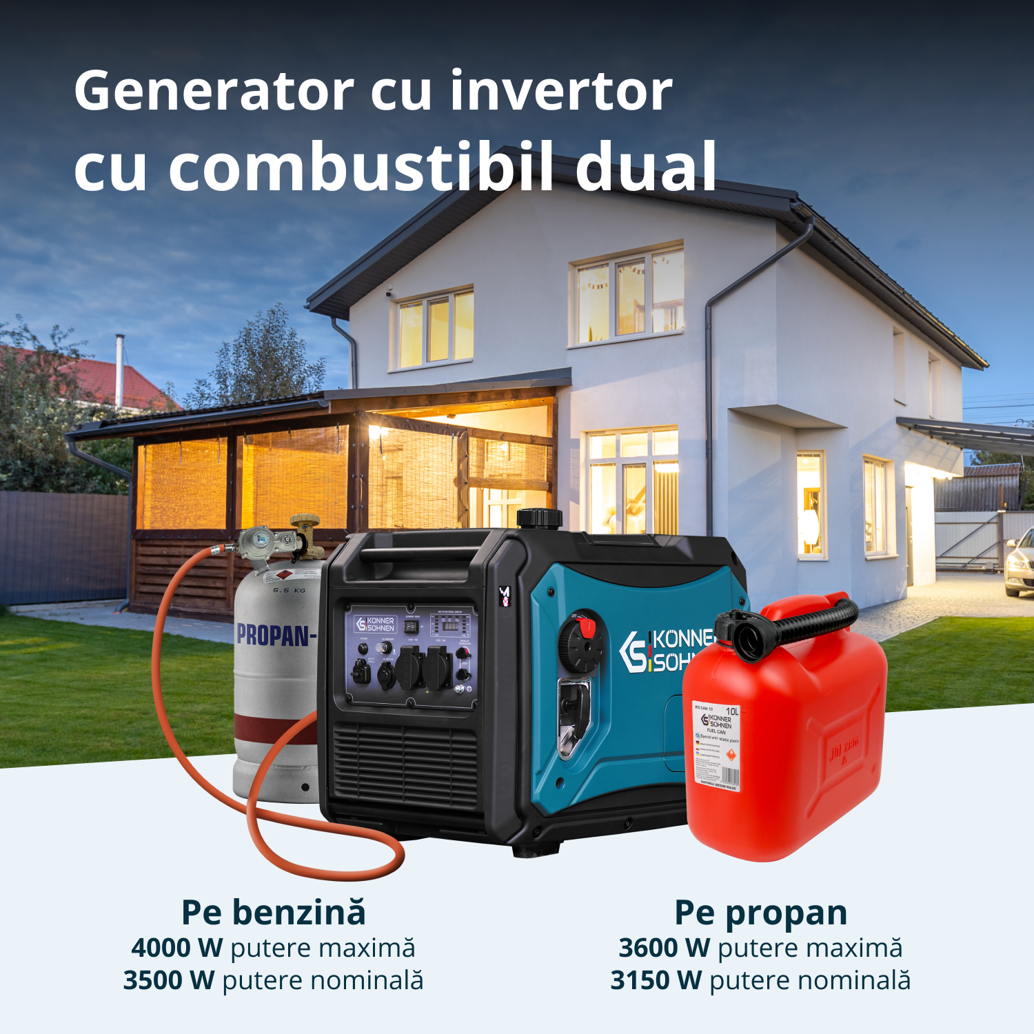 Generator cu inverter pe GPL/benzină KS 4000iEG S