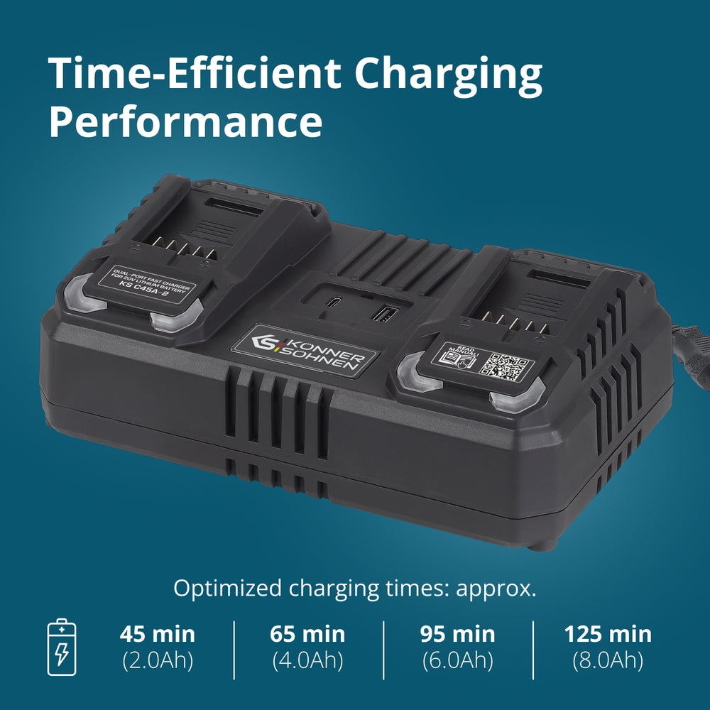 Chargeur double pour batteries rechargeables 20V KS C45A-2
