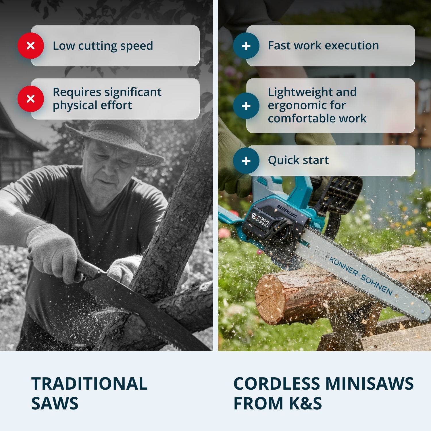Cordless Mini Chainsaw KS MCS20V-12 SET PLUS