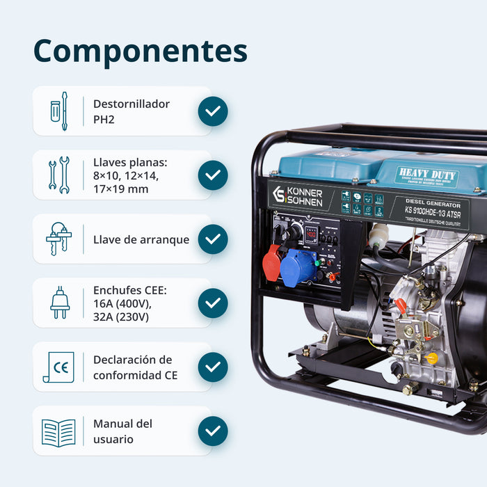 Generador diésel "Könner & Söhnen" KS 9100HDE-1/3 ATSR (EURO V)