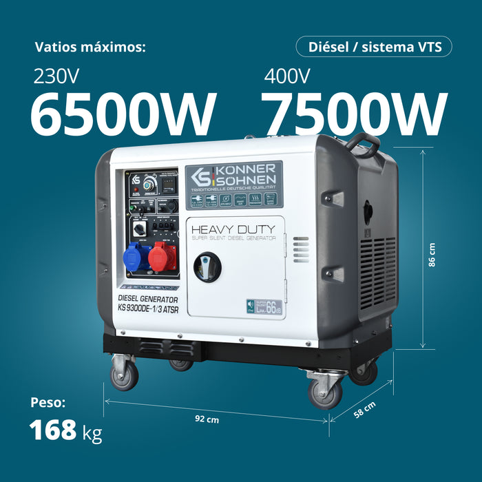 Generador diésel "Könner & Söhnen" KS 9300DE-1/3 ATSR (EURO V)