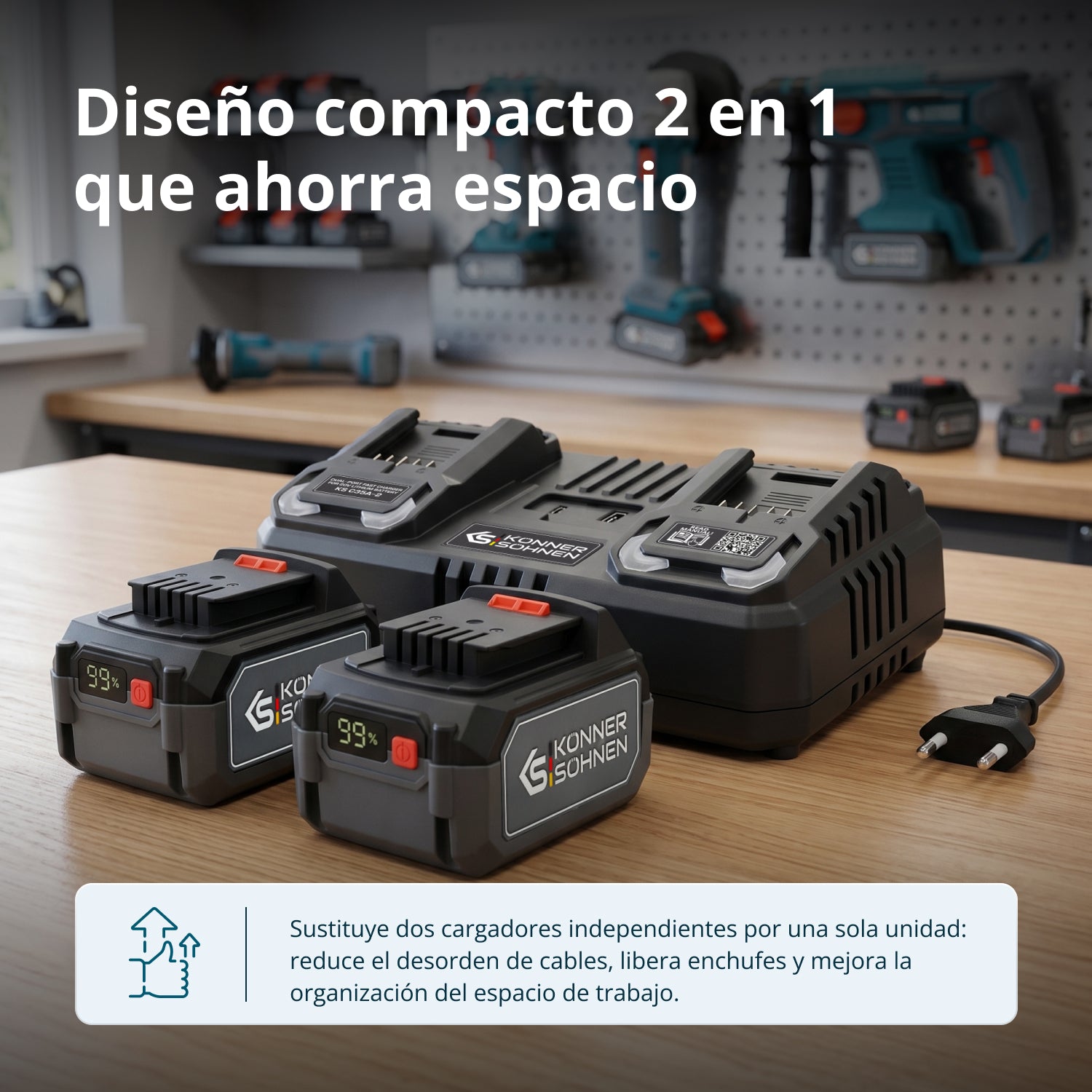 Cargador doble para baterías de 20V KS C35A-2