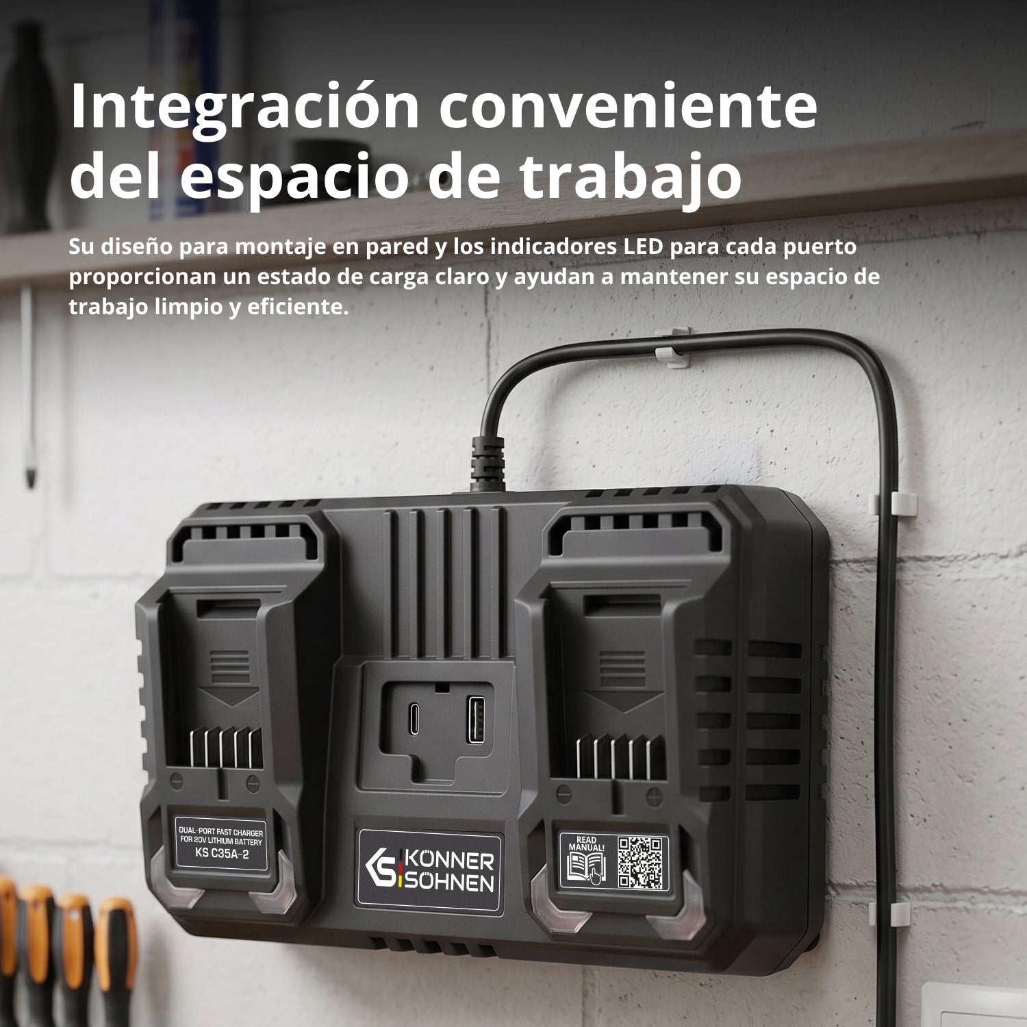 Cargador doble para baterías de 20V KS C35A-2