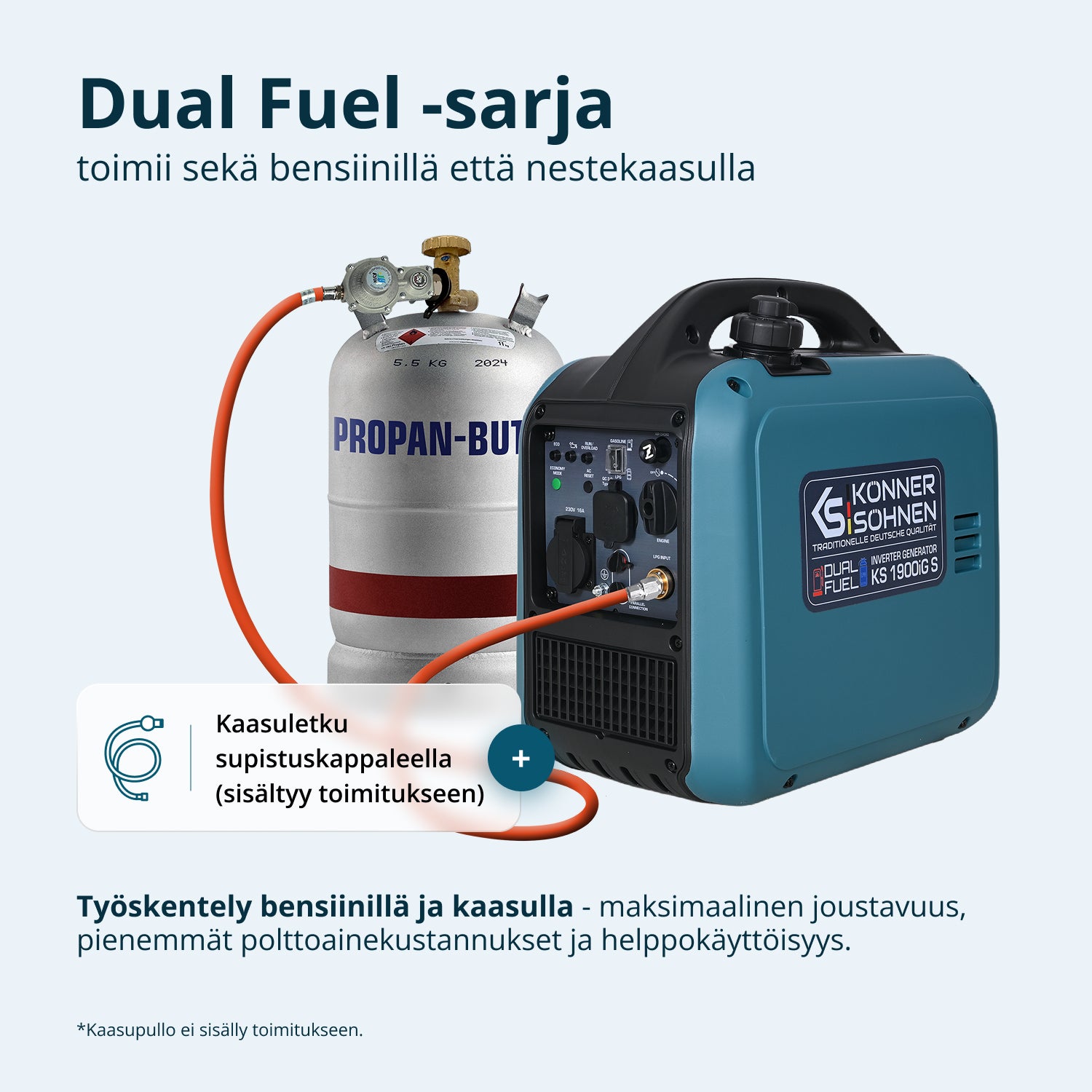 Invertterigeneraattori (LPG/bensiini) KS 1900iG S