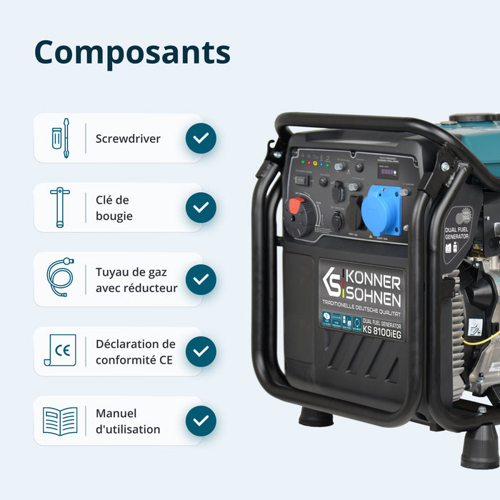 LPG/benzin inverter generator KS 8100iEG