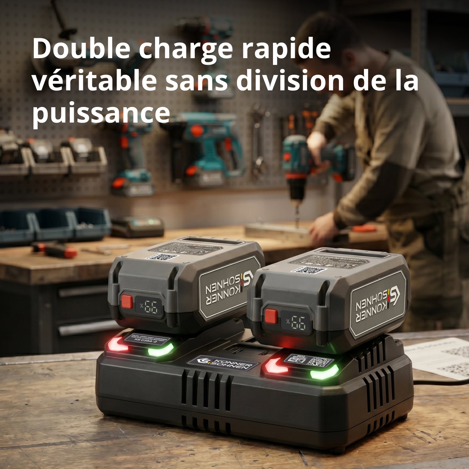 Dvojitá nabíječka pro 20V dobíjecí baterie KS C35A-2