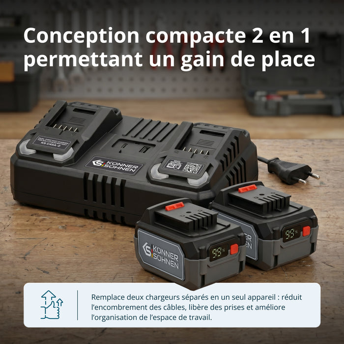 Dvostruki punjač za punjive baterije 20V KS C45A-2
