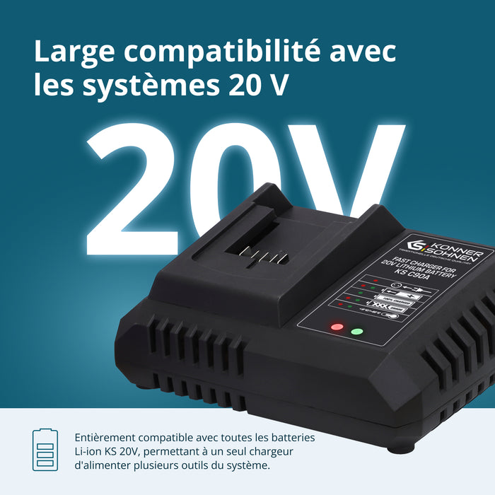 Hurtigoplader til 20V lithiumbatteri KS C90A