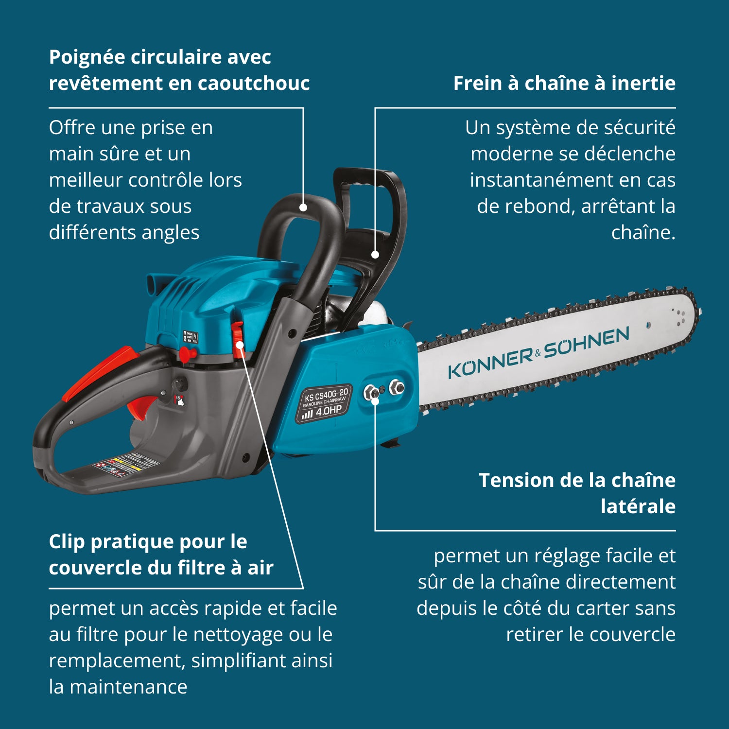 Bensindriven motorsåg KS CS40G-20