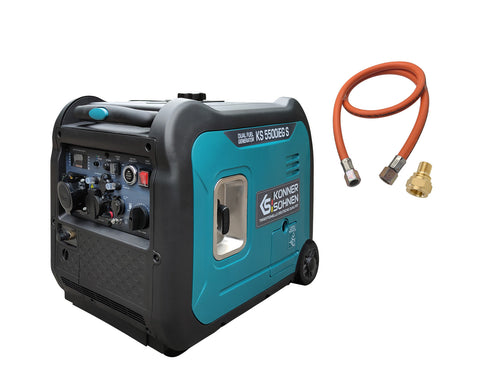Gasslang 1/4" links + Adapter voor LPG-aansluiting