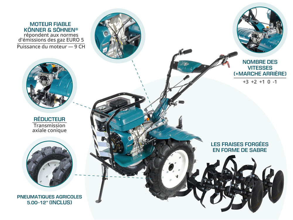 Benzindrevet fræser KS 9HP-1350G-3 (500)