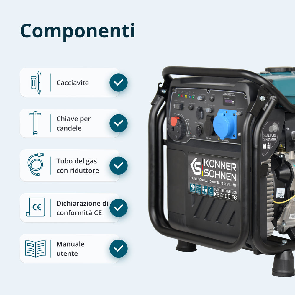Generatore inverter a GPL/Benzina KS 8100iEG
