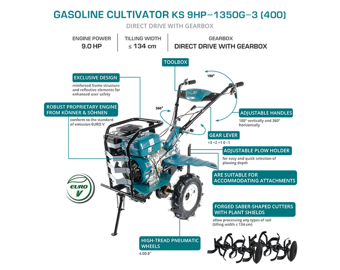 Motozappa a benzina KS 9HP-1350G-3 (400)