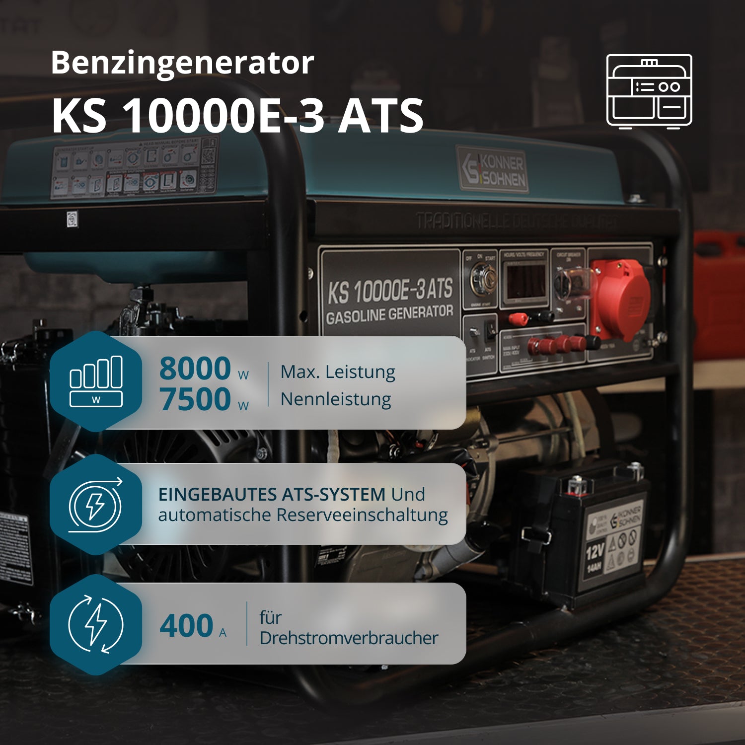 Benzin-Generator "Könner & Söhnen" KS 10000E-3 ATS