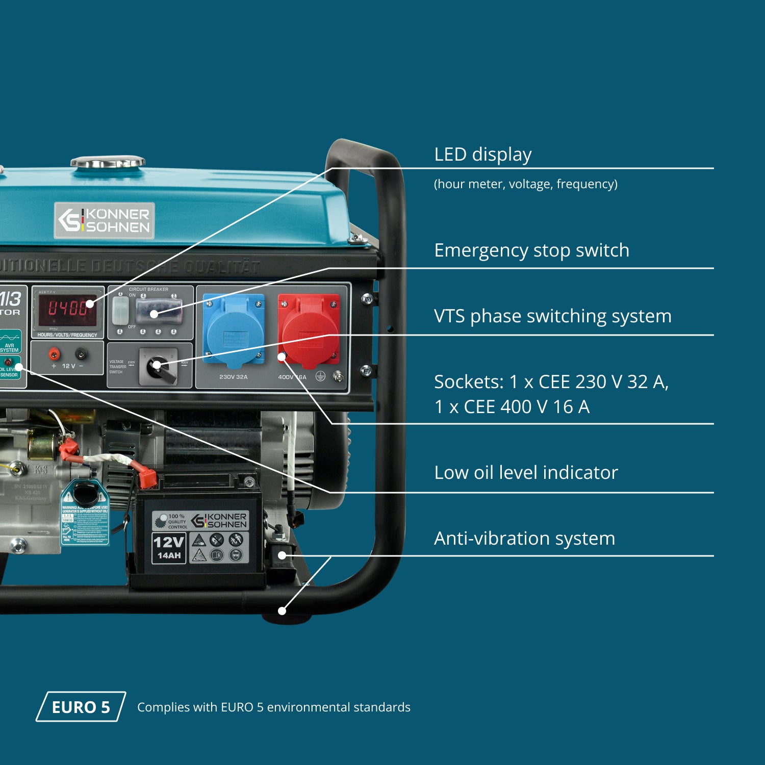 Gasoline generator "Könner & Söhnen" KS 10000E 1/3