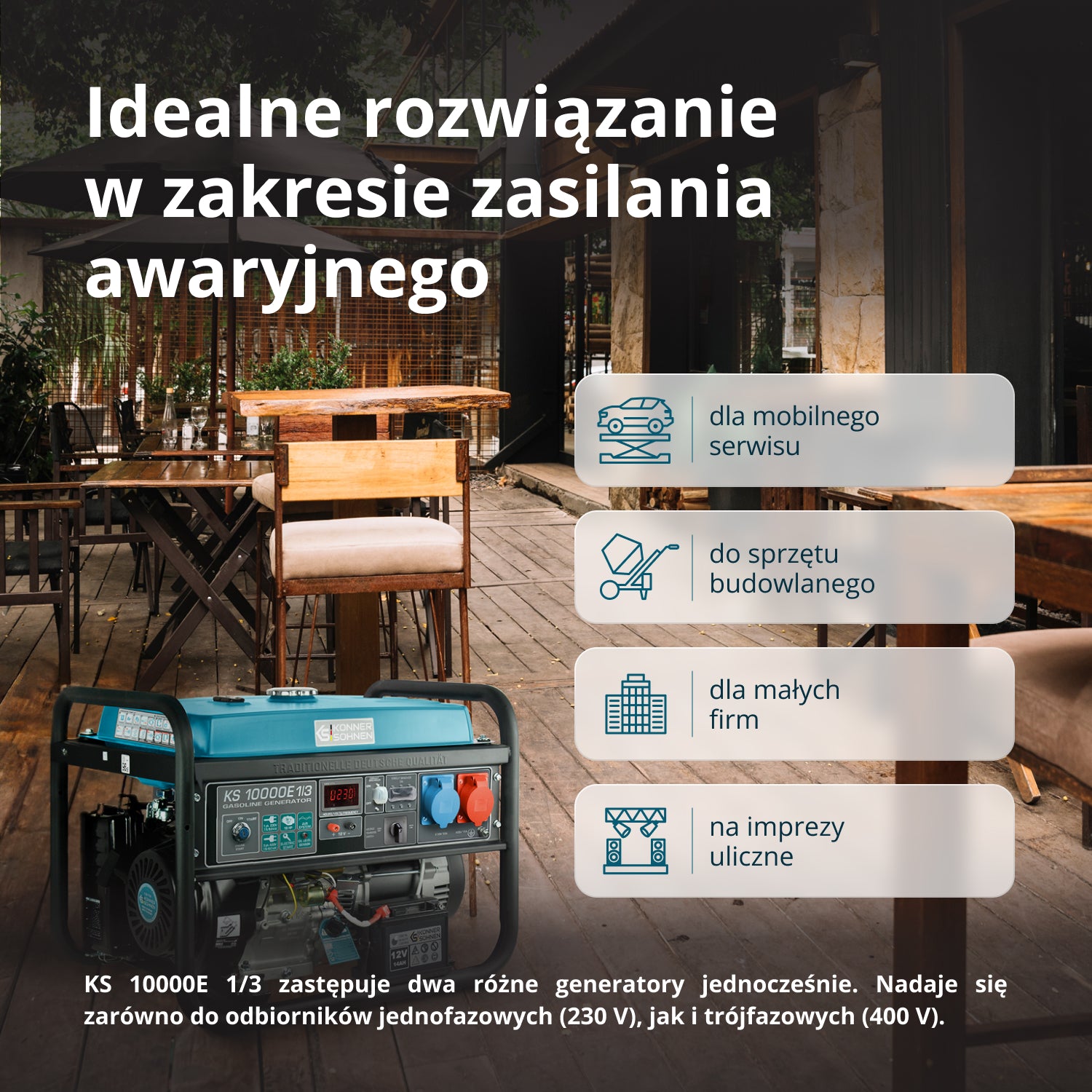 Generator benzynowy „Könner & Söhnen” KS 10000E 1/3