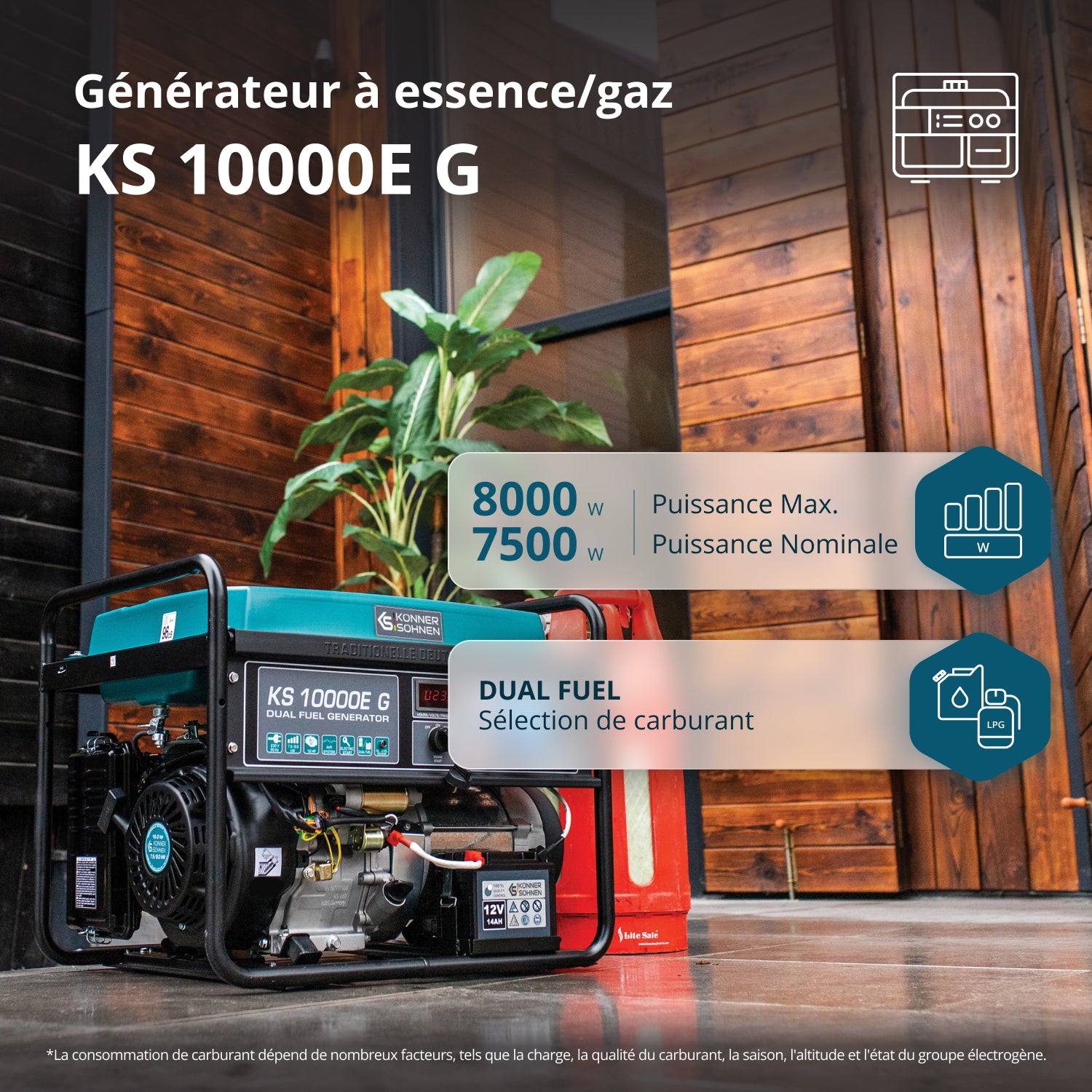 Generátor LPG/benzín "Könner & Söhnen" KS 10000E G