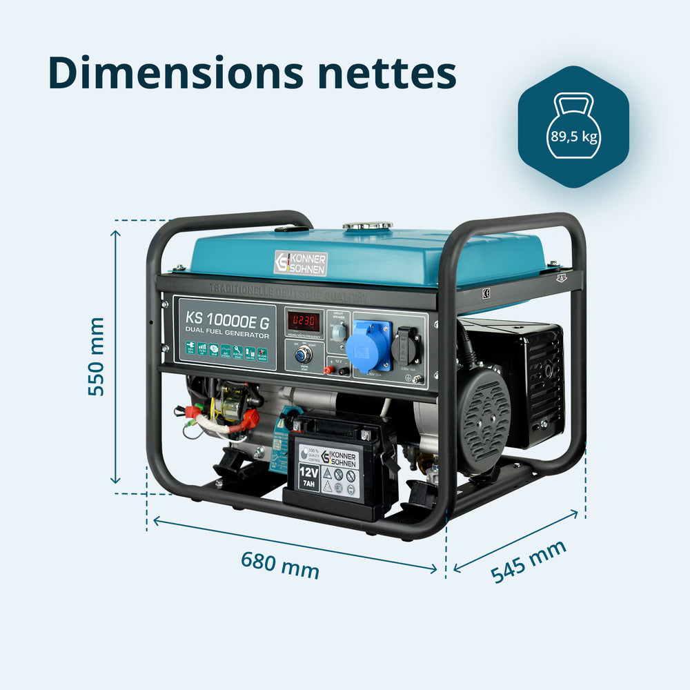Groupe électrogène à essence/gaz "Könner & Söhnen" KS 10000E G