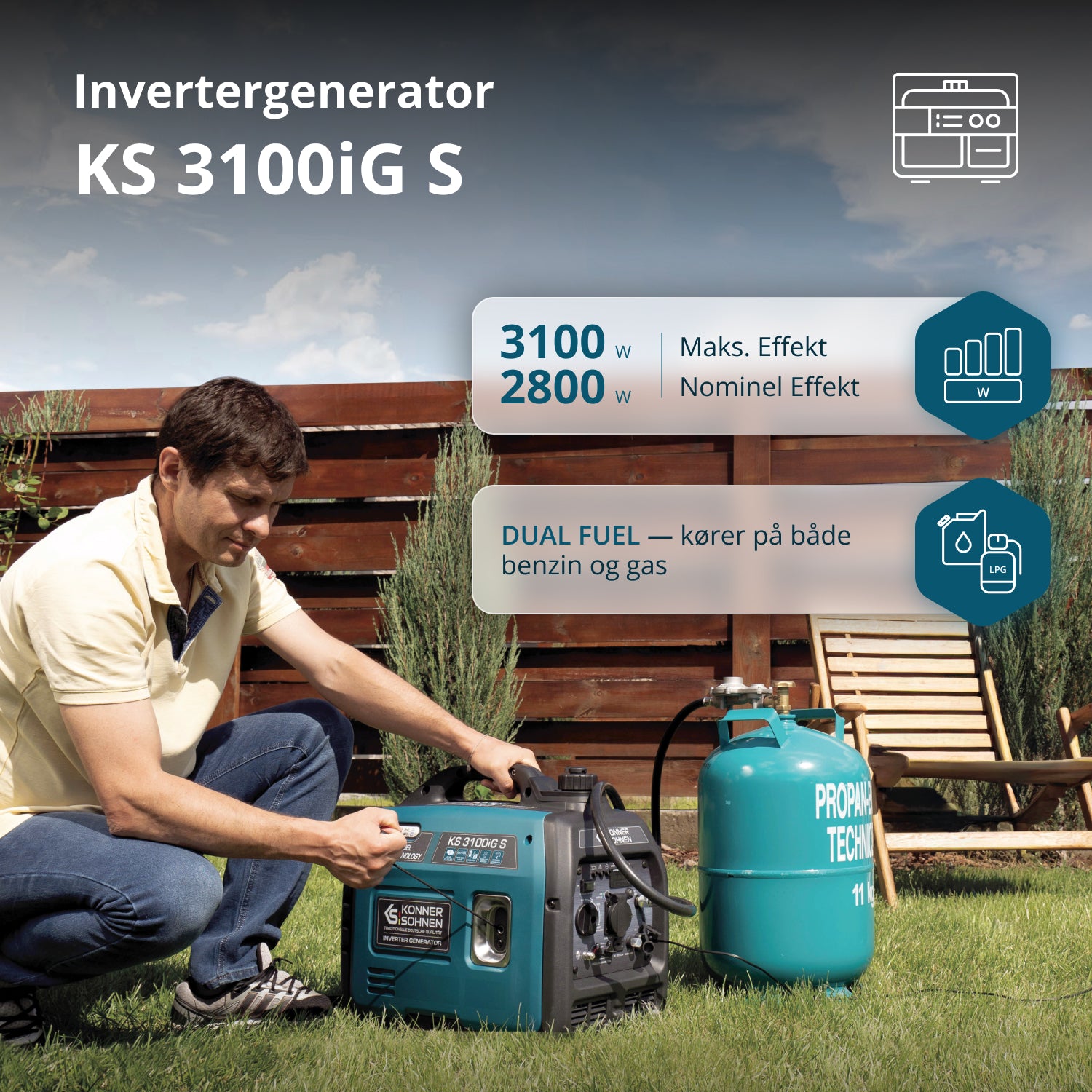 LPG/benzin inverter generator KS 3100iG S