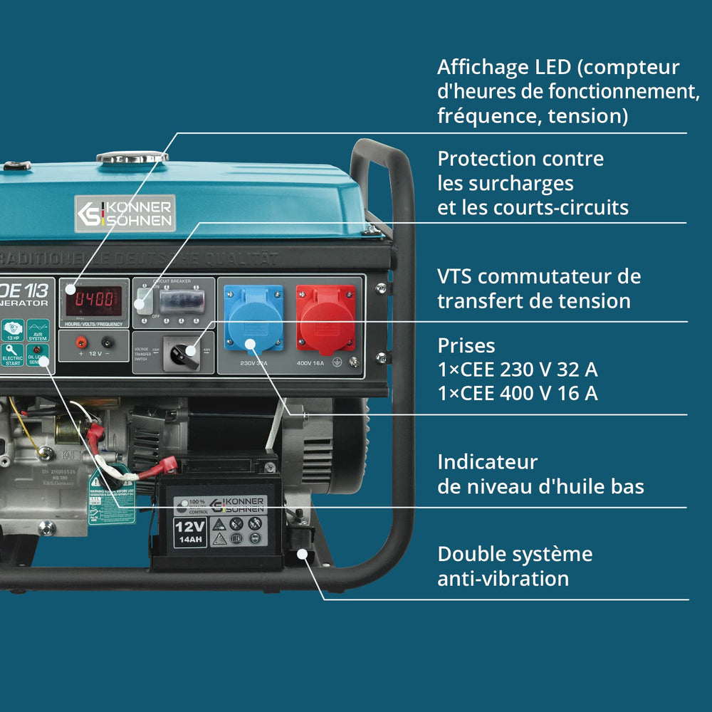 Benzinski generator „Könner & Söhnen“ KS 7000E 1/3