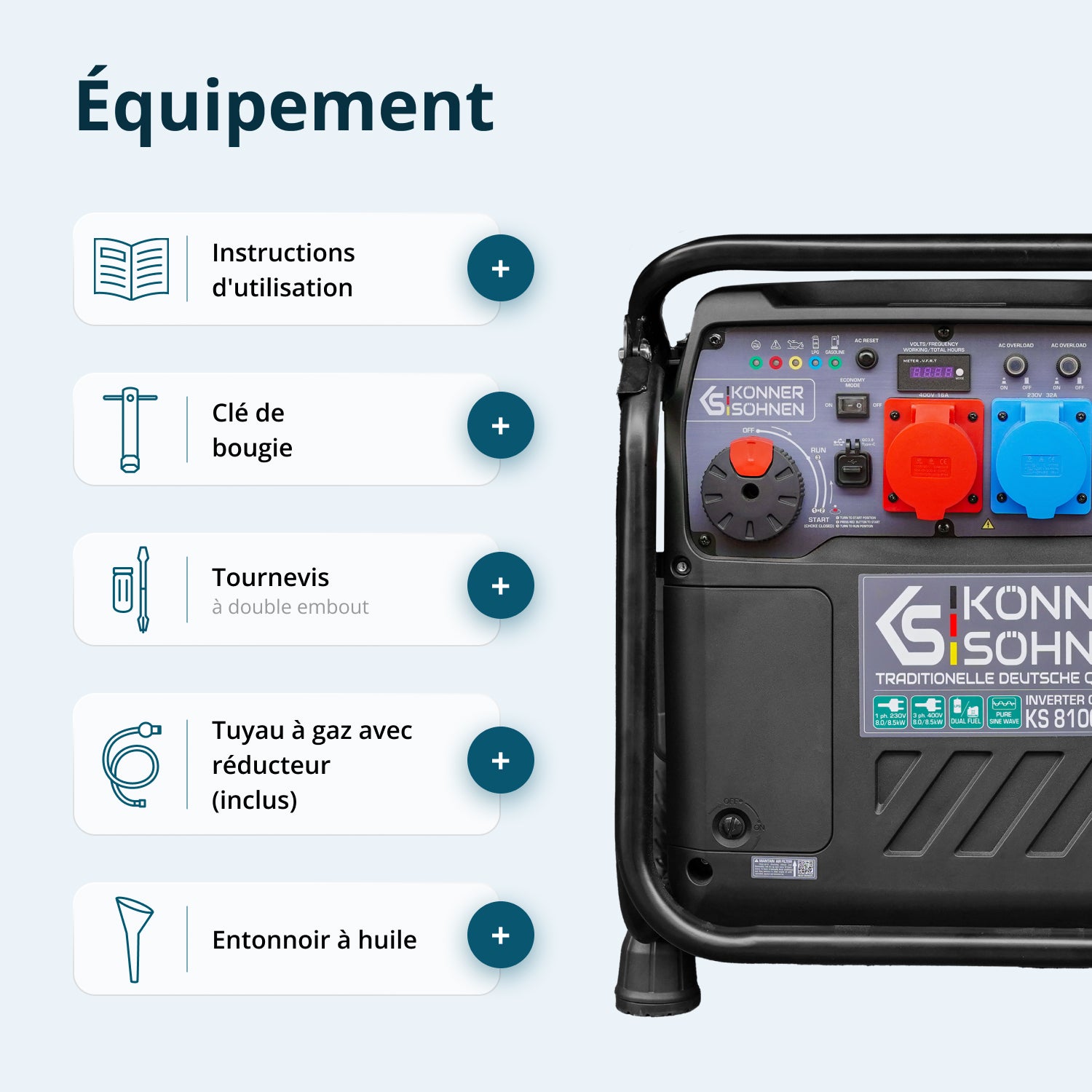 LPG/benzin inverteres generátor KS 8100iEG 1/3