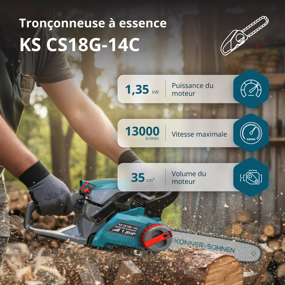 Βενζινοκίνητο αλυσοπρίονο KS CS18G-14C