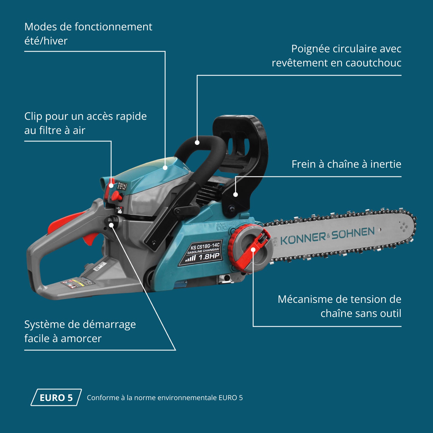 Bensindriven motorsåg KS CS18G-14C