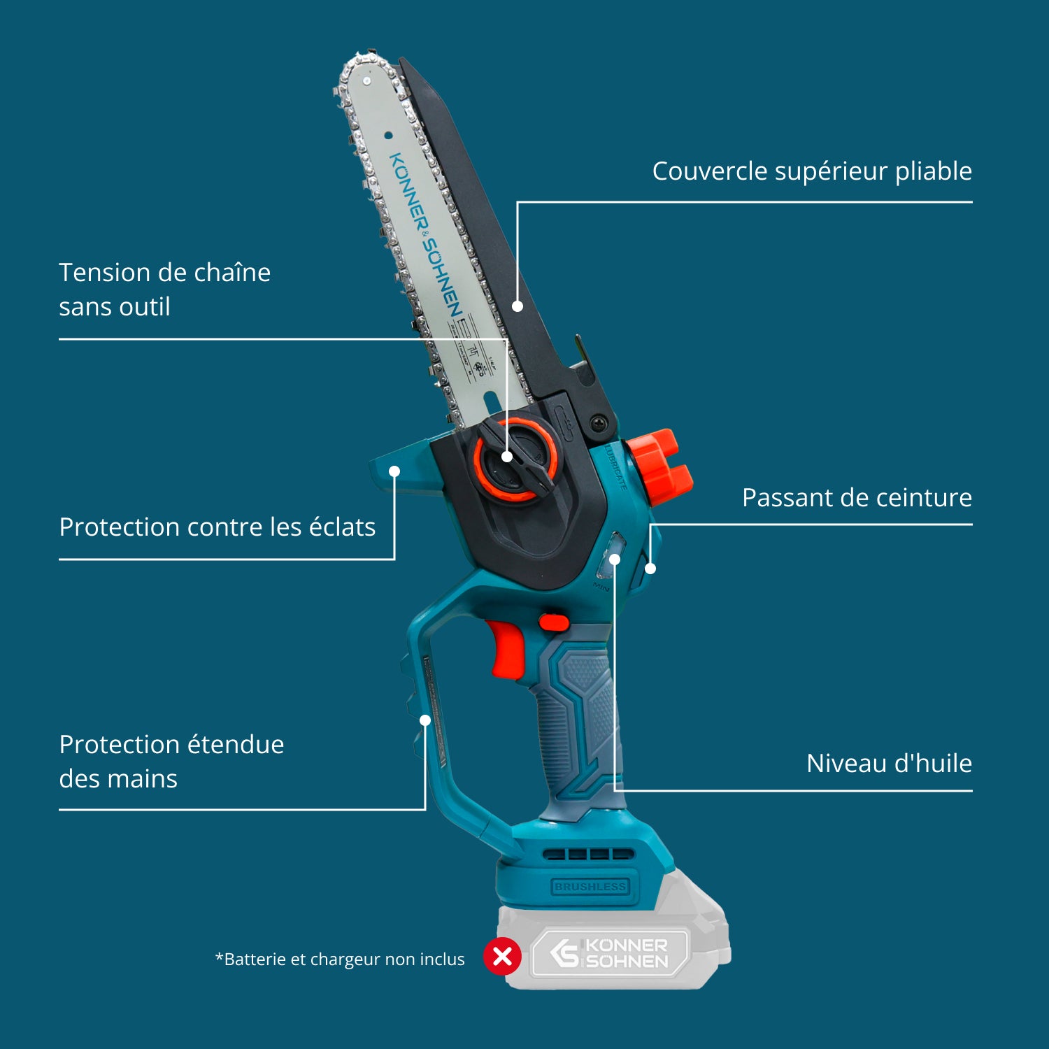 Vezeték nélküli Mini Láncfűrész KS MCS20V-8