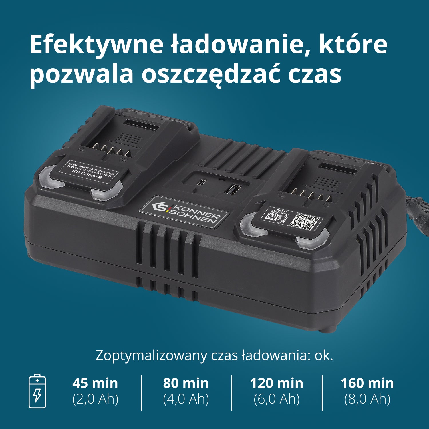Podwójna ładowarka do akumulatorów 20V KS C35A-2