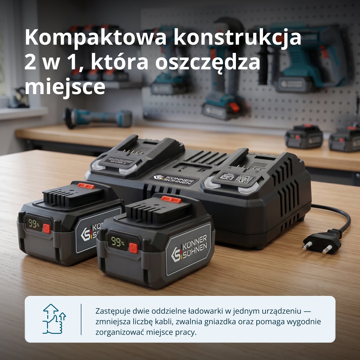 Podwójna ładowarka do akumulatorów 20V KS C35A-2