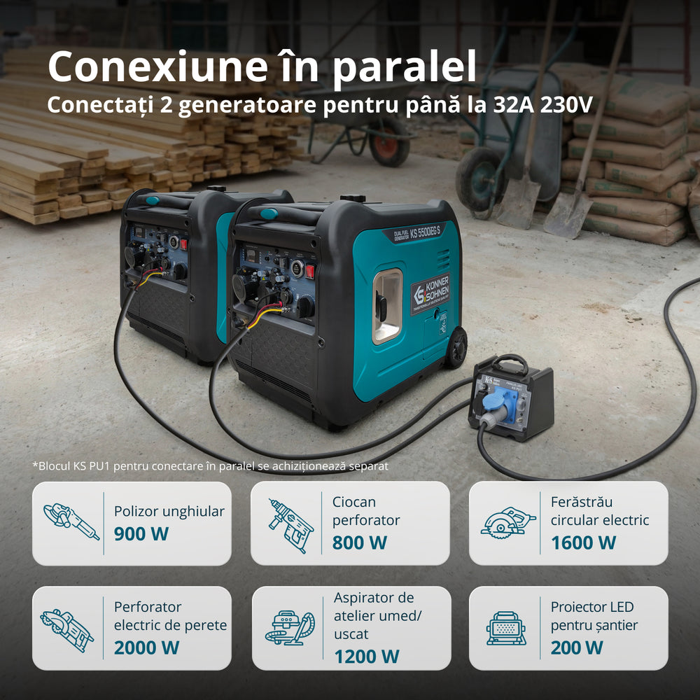 Generator cu inverter pe GPL/benzină KS 5500iEG S