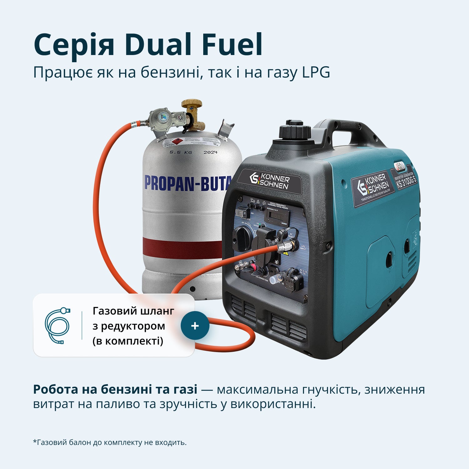 Інверторний генератор на LPG/бензині KS 3100iG S