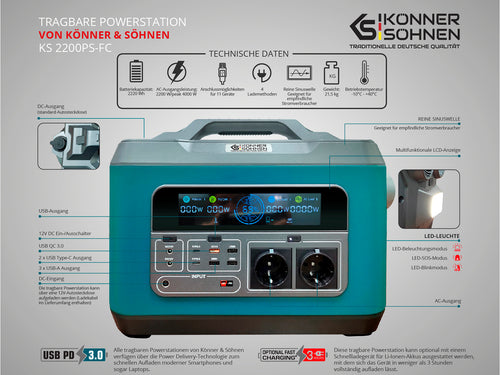 Station d'alimentation portable KS 2200PS-FC